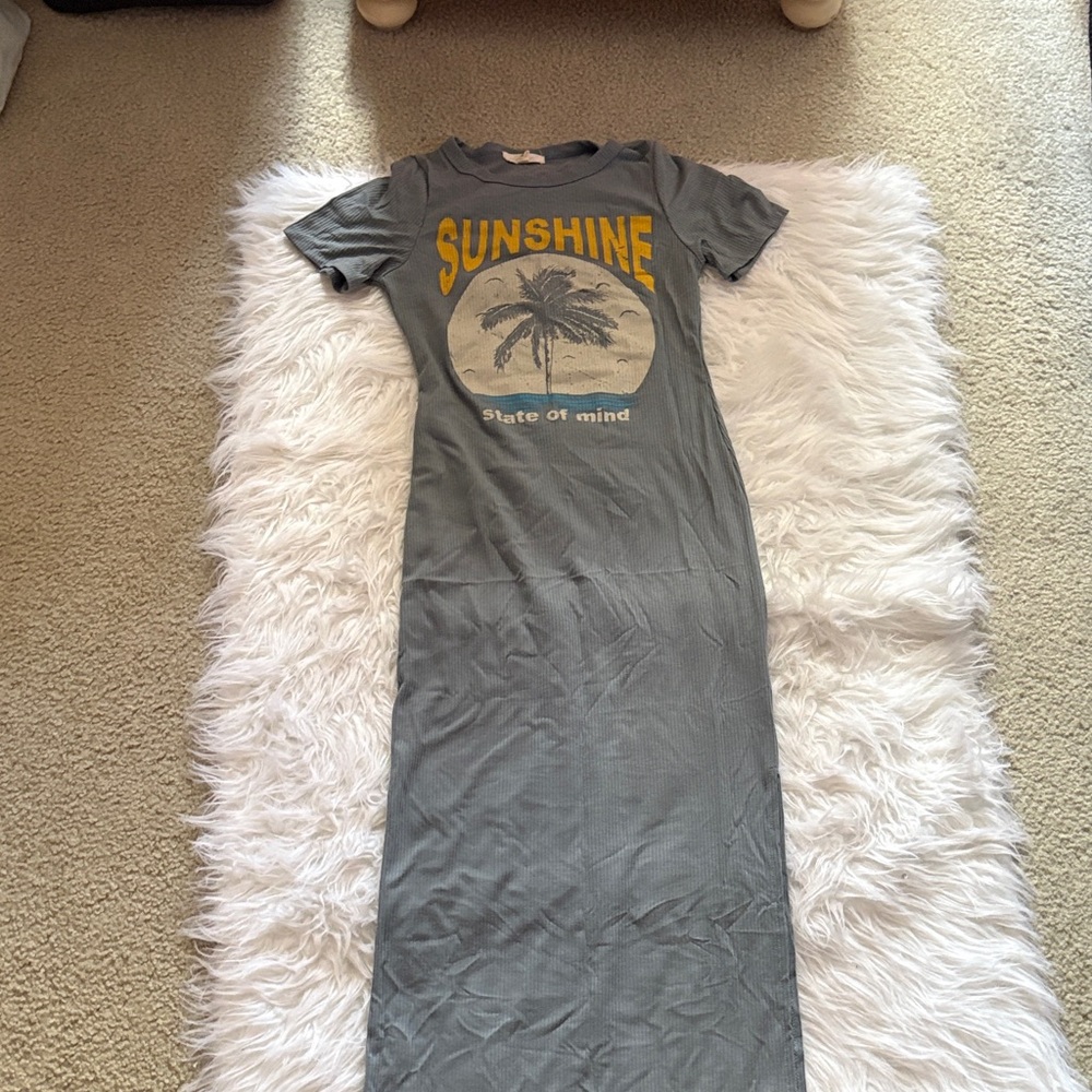 Gray Graphic Maxi Dress